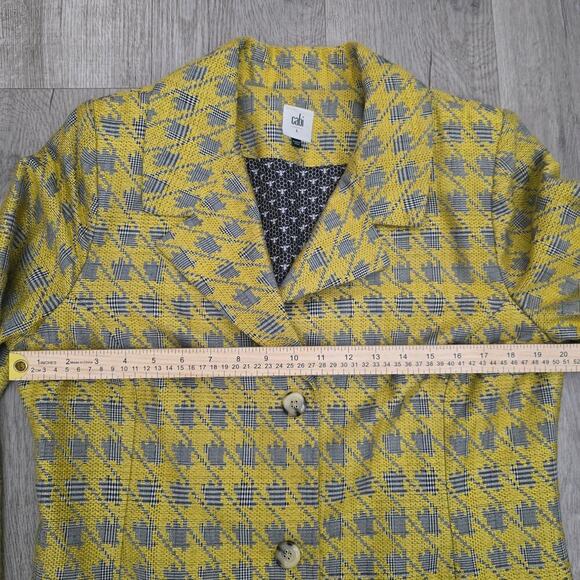 Cabi Regency Yellow Gray Houndstooth Coat Jacket Sz L Tailored Academia Workwear - Picture 6 of 11